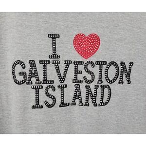 Wings I Heart Galveston Island T-Shirt Mens Large Gray Studded Graphic Souvenir